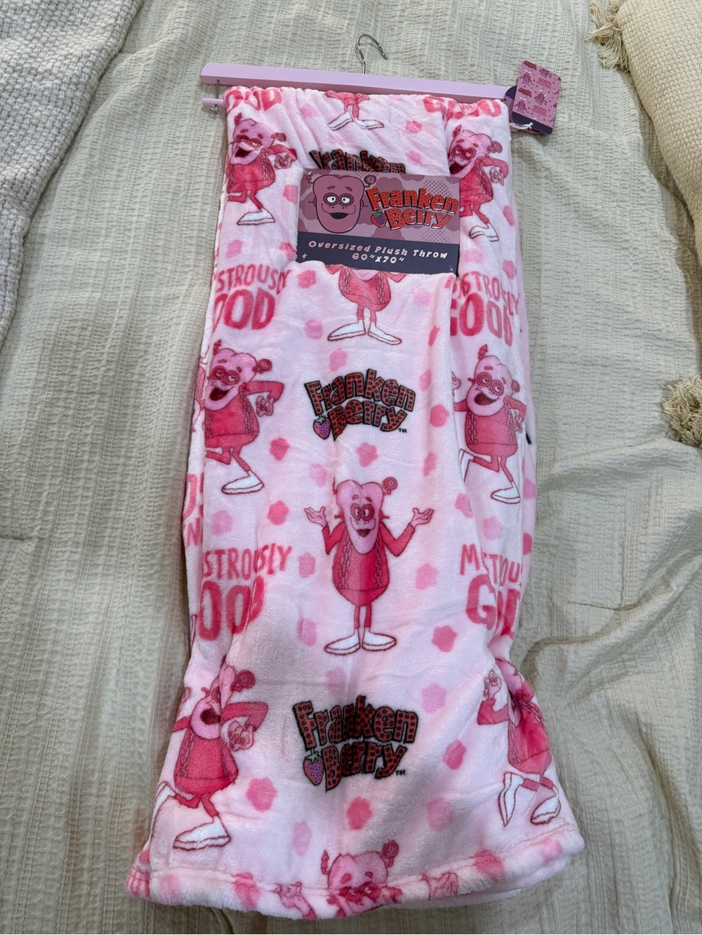 franken berry oversized plush throw blanket